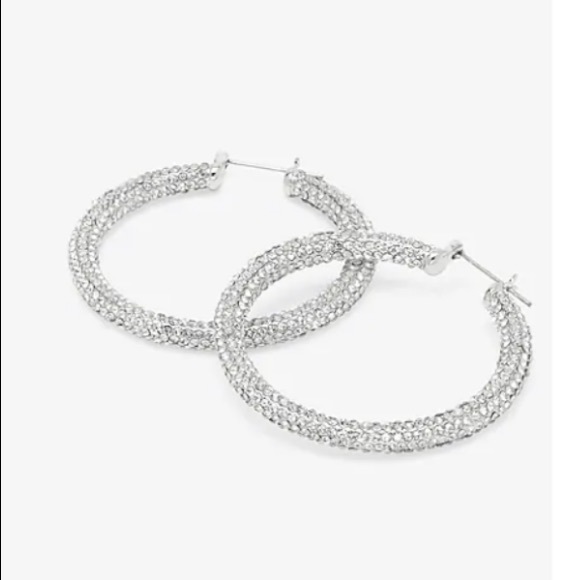 Luv Aj Jewelry - NEW Luv AJ Pave Amalfi Hoop Crystal Silver Rhinestone Earrings